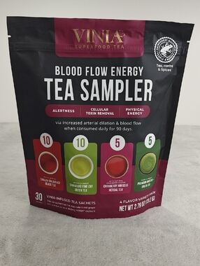 Blood Flow Energy Tea Sampler – Black, Green, Red, and Pink Variety